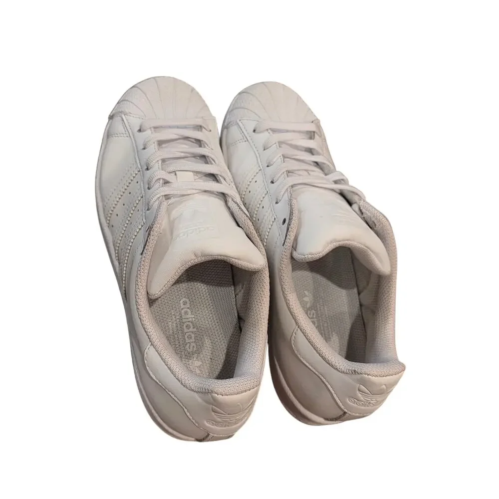 Adidas Superstar Womens 7.5 White‎ Leather Shell Toe Sneakers FW2294